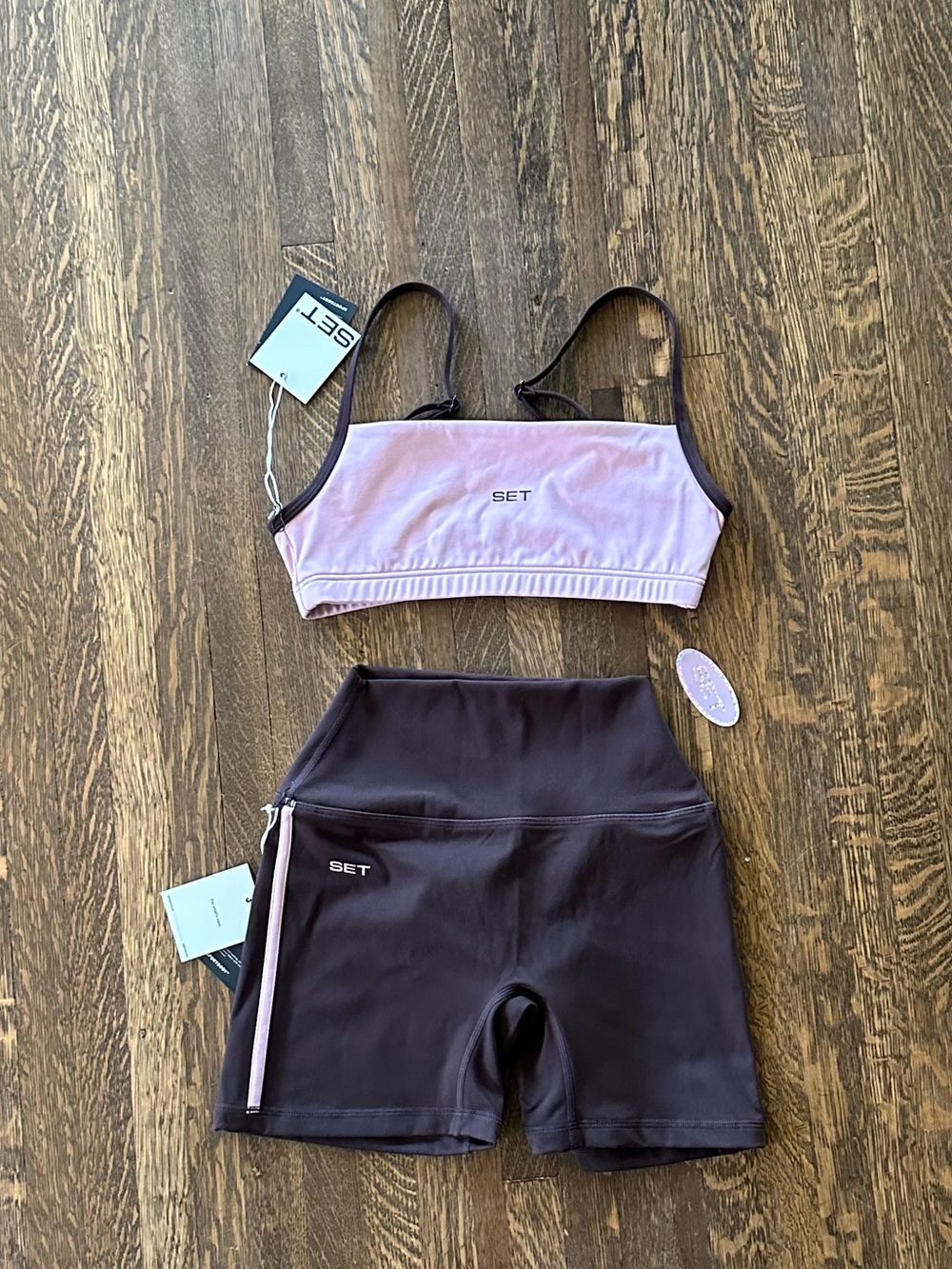 NWT SET Active Bra and Short Set in Taffy- size small